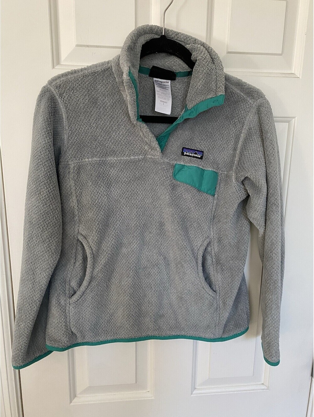Patagonia Women’s Extra Small XS Retool Snap T Fleece Pullover Jacket Gray Green